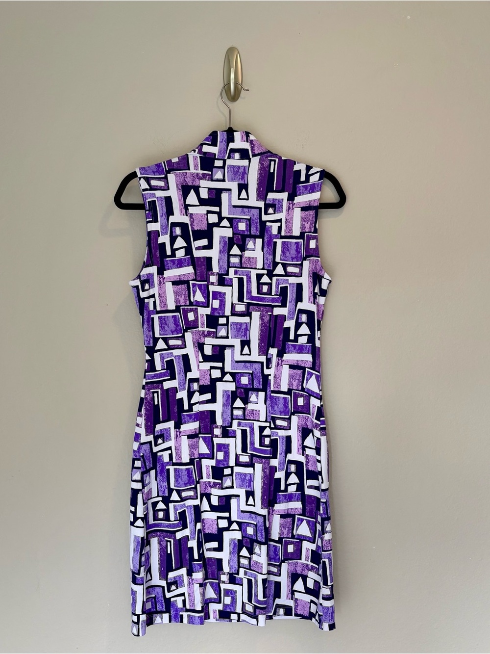 IBKUL Jennifer Print Sleeveless Golf Tennis Dress Purple Geometric UPF 50+ S - Picture 2 of 6